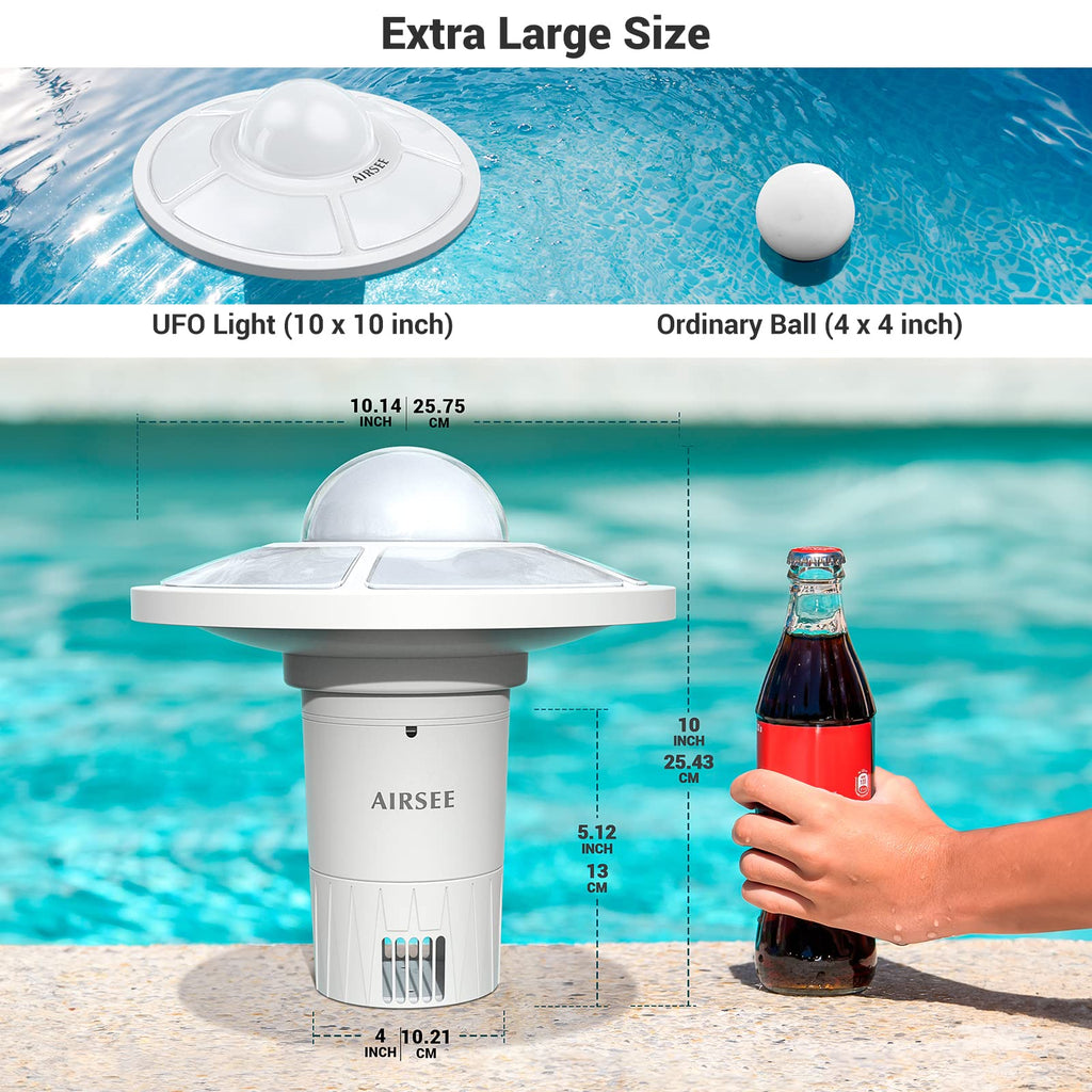 AIRSEE Pool Chlorine Floater with Rechargeable UFO Lights