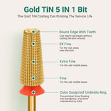 Gold TiN 5 in 1 Nail Drill Bit 2XF-3XC