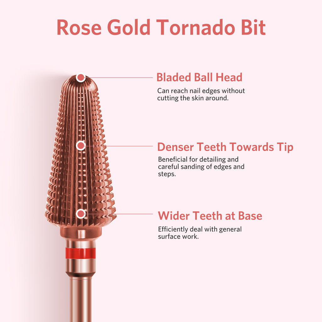 Rose Gold Tornado Nail Drill Bit F-2XC