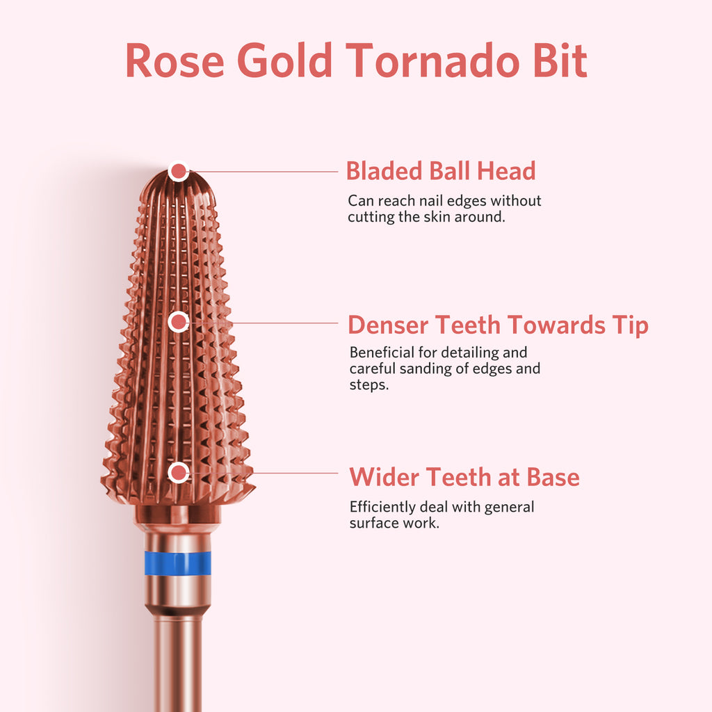 Rose Gold Tornado Nail Drill Bit F-2XC