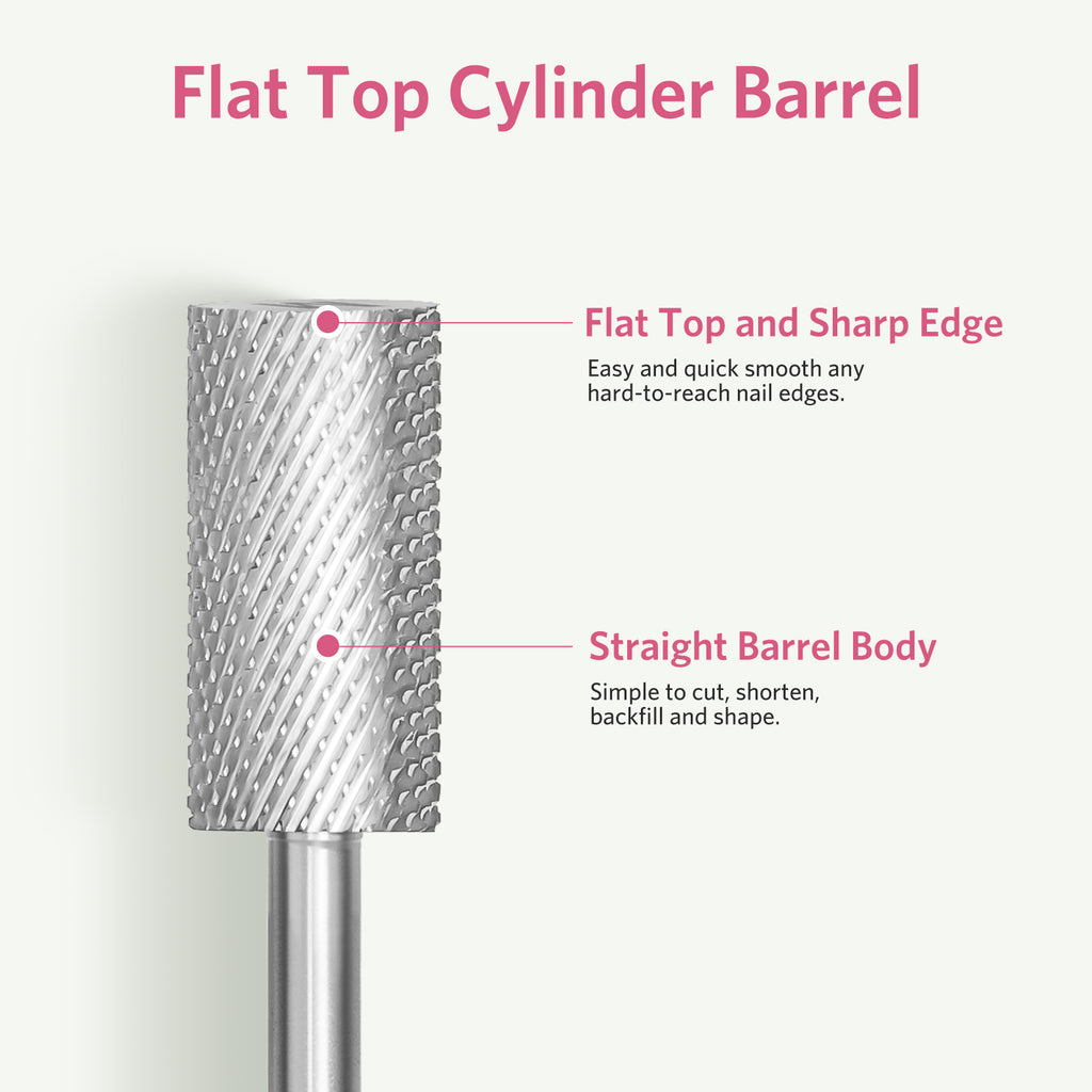 Silver Flat Top Barrel Nail Drill Bit XF-4XC
