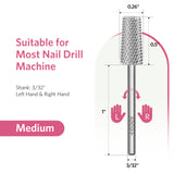 Silver Flat Top Taper Nail Drill Bit XF-C