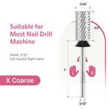 Silver Flat Top Barrel Nail Drill Bit XF-4XC