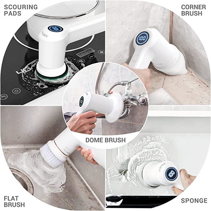 AIRSEE 9 PCS Brush Heads for Short-Handle Electric Spin Scrubber