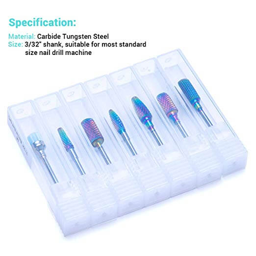 Tungsten Carbide Nail Drill Bits Set 7Pcs (Colorful)