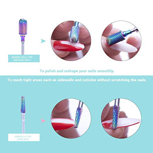 Tungsten Carbide Nail Drill Bits Set 7Pcs (Colorful)